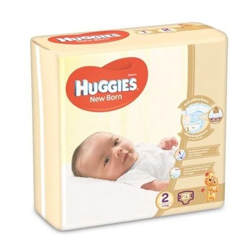 Huggies New Born Baby Diaper Size 2 4-6kg Carry Pack White 21 count