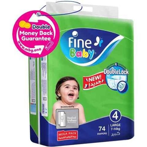 Fine Baby Diaper Pants Size 4 Large 7-14kg Mega Pack White 74 count