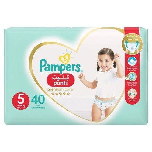 Pampers Premium Care Pants Diapers Size 5 12-18kg The Softest Diaper with Stretchy Sides for Better Fit 40 Baby Diapers