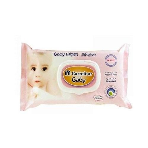 Carrefour Scented Baby Wipes With Aloe Vera White 56 countx4