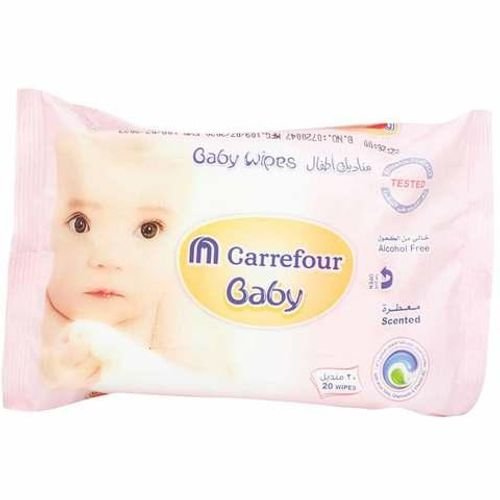 Carrefour Baby Wipes Aloe Vera Count of 20x3
