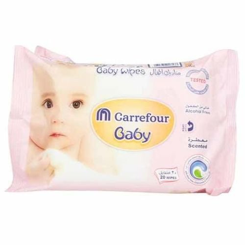 Carrefour Baby Wipes Aloe Vera Count of 20x3