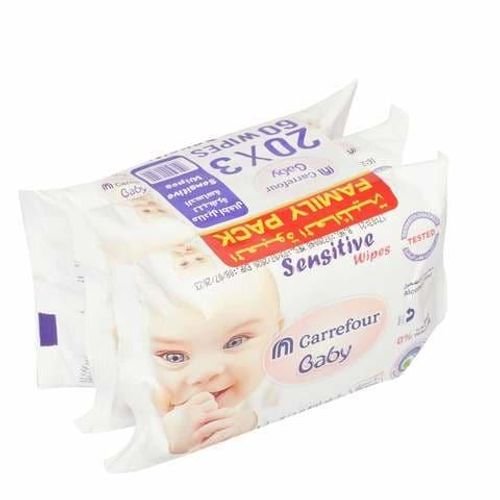 Carrefour Sensitive Baby Wipe 60 Pieces