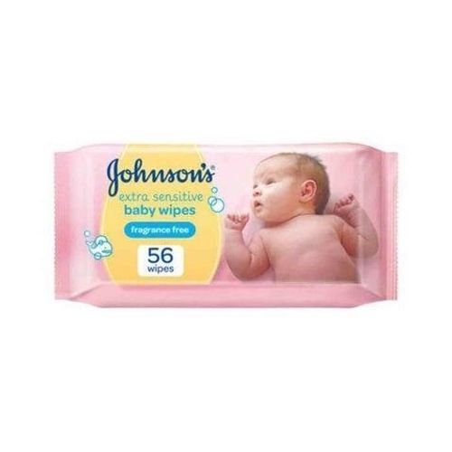 Johnson's Extra Sensitive Fragrance Free Baby Wipes White 56 countx4