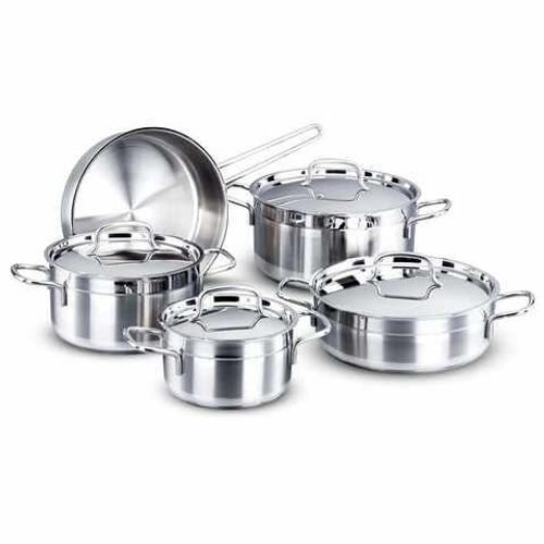 Mychoice Stainless Steel Cookware Set Silver Pack of 9
