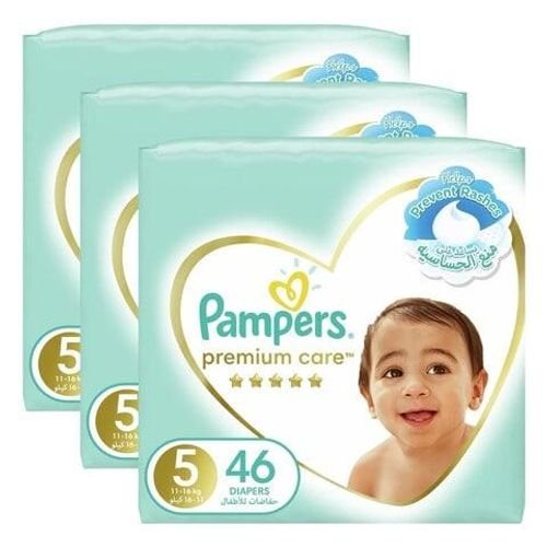 Pampers Premium Care Diapers Size 5 11-16 kg The Softest Diaper and the Best Skin Protection 138 Count