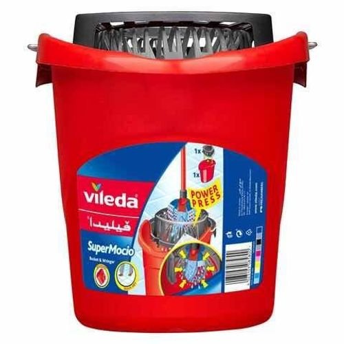 Vileda Ultramax High Quality Mop Bucket With Squeezer Red 30cm