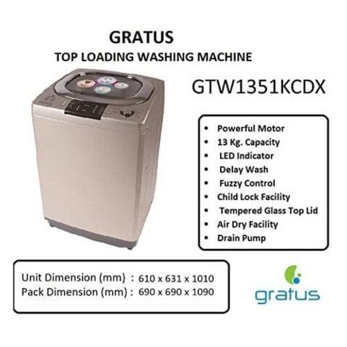 GRATUS WASHER TOP LOAD GTW1351 13KG