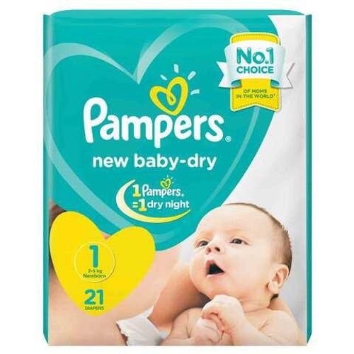 Pampers New Baby-Dry Diapers, Size 1 Newborn 2-5kg, Carry Pack 21 Count