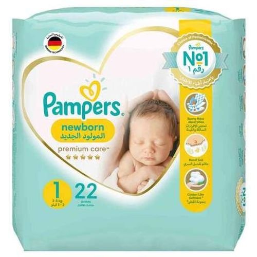 Pampers Premium Care Diapers Size 1 Newborn 2-5 Kg Carry Pack 22 Diapers