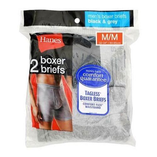 Hanes men boxer briefs medium size black & grey × 2 pieces
