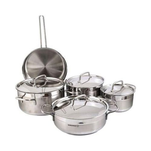 Korkmaz Alfa Cookware Set Silver Pack of 9