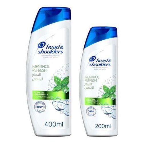 Head And Shoulders Menthol Refresh Anti-Dandruff Shampoo White 400ml And 200ml