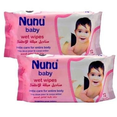 Nunu Baby Wet Wipes White 72 countx2