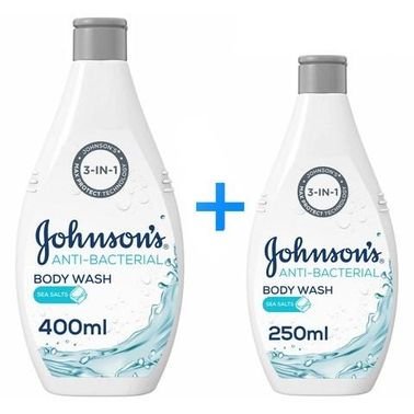JOHNSON'S Body Wash Anti-Bacterial Sea Salts 400ml + 250ml