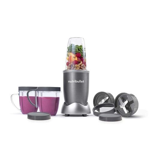 Nutribullet NBR-1212M 600 Watts, 9 Piece Accessories, Multi-Function High Speed Blender, Mixer System with Nutrient Extractor, Smoothie Maker, Gray