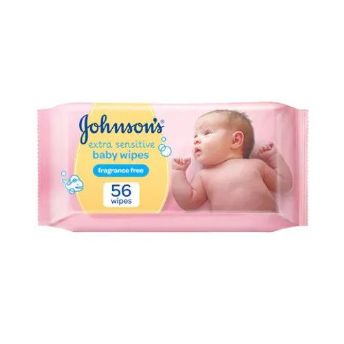 Johnson's Baby Wipes Extra Sensitive 98% pure water pack of 56 wipes