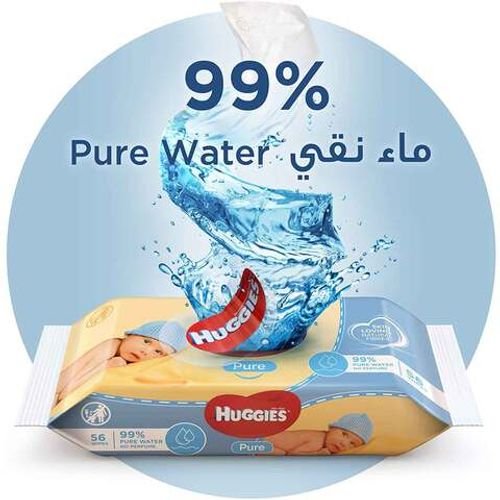 Huggies Pure Baby Wipes 56Pieces