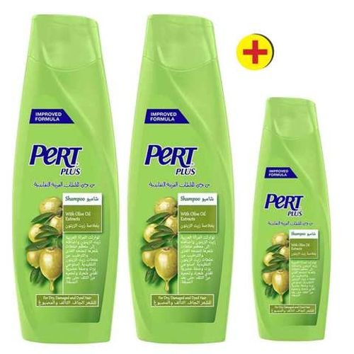 Pert Plus Shampoo For Dry Hair With Olive Oil 400 Ml 2 Pieces + Pert Plus Shampoo For Dry Hair With Olive Oil 200 Ml