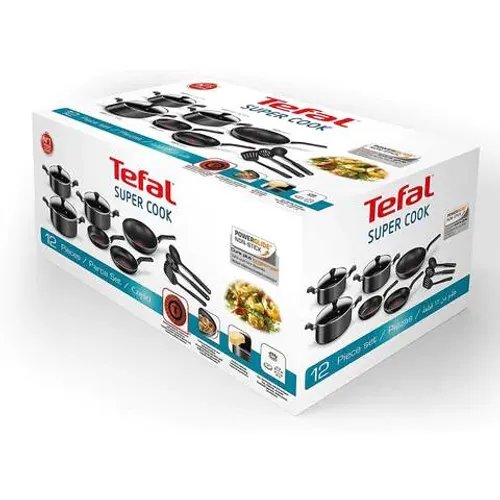Tefal Super Cook Cookware Set Black Pack of 12