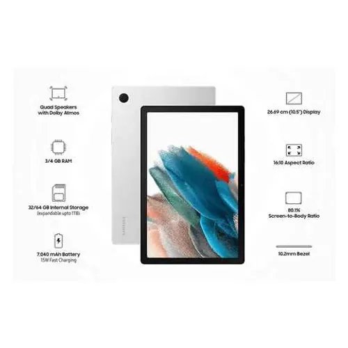 SAMSUNG Tablet Galaxy X200 A8 4GB Ram 64GB Storage Wi-Fi 10.5 Inch Silver