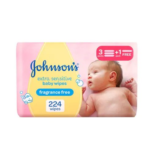 Johnson's Baby Wipes Extra Sensitive 98% Pure Water 56 count Pack of 4