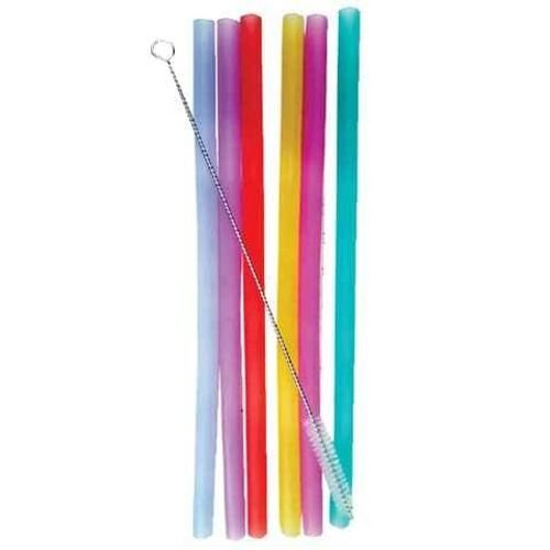 Big Straight Silicone Straw With Cleaning Brush