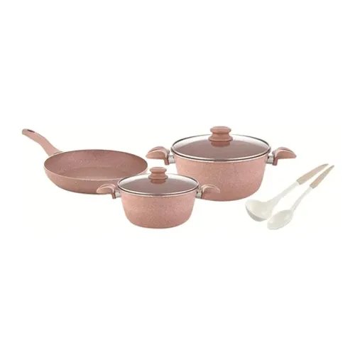 Home maker EVA 7pcs Granite Cookware set - Pink