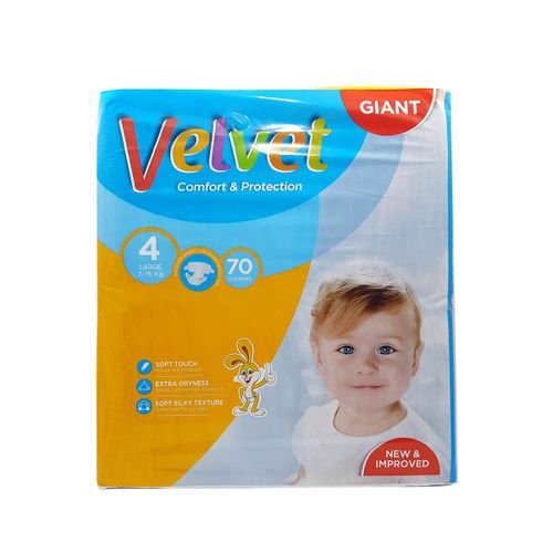 Velvet Comfort & Protection Diaper No.4 Giant 7-16kg Large 70pcs