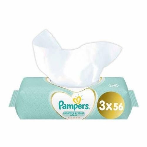Pampers Sensitive Protect Baby Wipes White 56 countx3