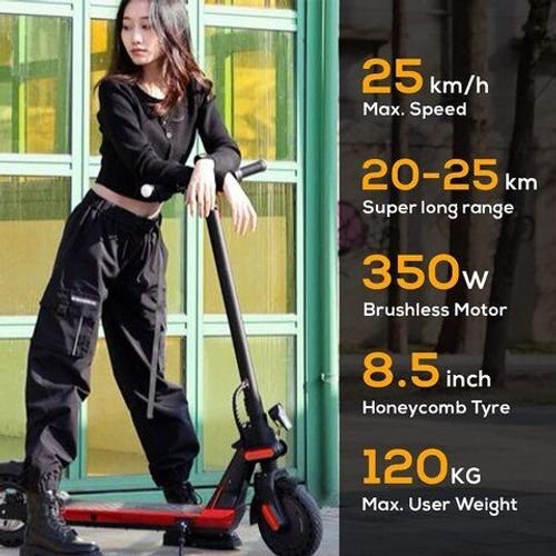 ManWheel MW-5 Electric Kick Scooter – 8.5" Solid Honeycomb Tyres, 25 km/hr Top Speed, 18-20 km Range, 120 kg Max. User Weight - Foldable, Dual Braking System