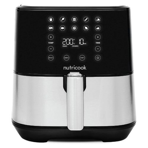 Nutricook Air Fryer 2 with Digital Control Panel Display, 5.5 L, 1700 W, 10 Preset Programs, Stainless Steel/Black, NCAF205