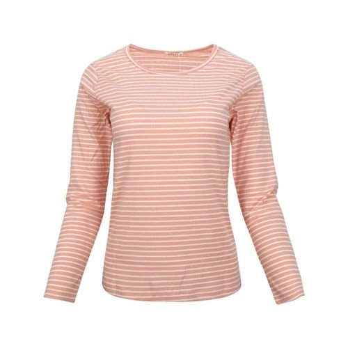Eten Women's T-Shirt Stripes Long Sleeve Pink, Large