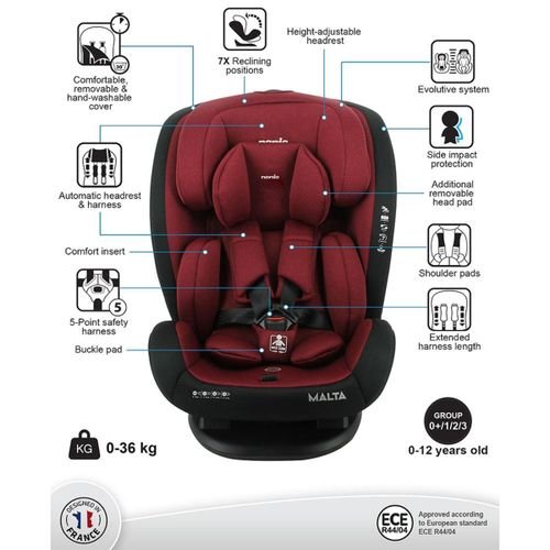 Nania Baby Car Seat Malta 0083310512 Red-Black
