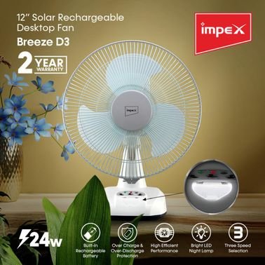 Impex BREEZE D3 Table Fan with 3-Speed Oscillating Fan