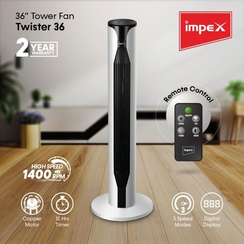 Impex TWISTER 36 Tower Fan with 3 Stage Speed Control