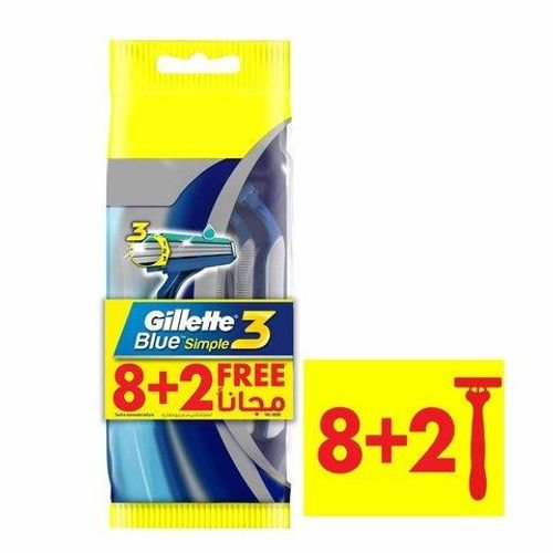 Gillette Blue Simple3 Disposable Razors Pack of 10