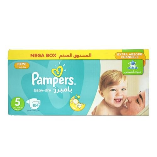 Pampers Baby Dry Size5, 11-18kg Mega Box 104 Count