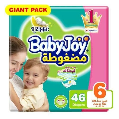Babyjoy Compressed Diamond Pad Diapers Size 6 Junior XXL 16kg Giant Pack 46 count