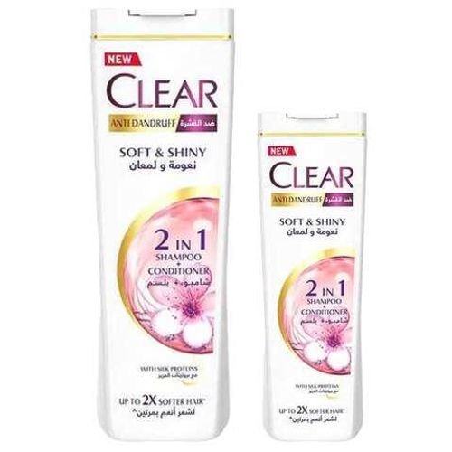 Clear Shampoo & Conditioner Anti Dandruff Soft And Shiny 360 Ml + 180 Ml