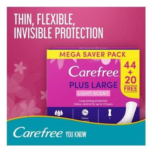 Carefree Plus Large Pantyliners Megapack White 64 count