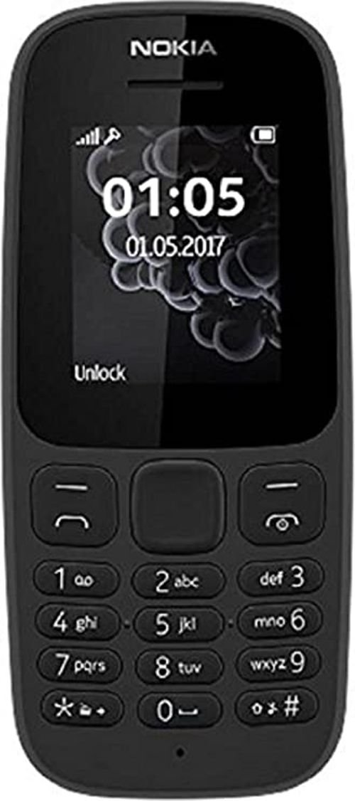 هاتف نوكيا 105 بشريحتين، الجيل الثاني، بذاكرة داخلية 4 ميجابايت، أسود