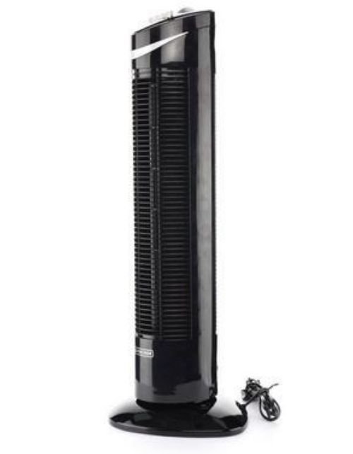 مروحة عمودية برج بلاك اند دكير، 50 واط، 3 سرعات، مع جهاز تحكم، لون أسود
