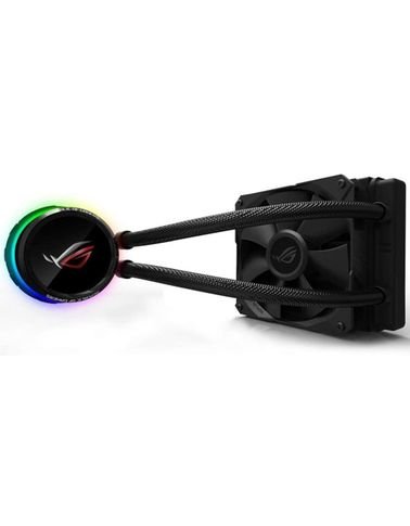 ASUS ROG Ryuo 120 liquid CPU cooler with color OLED, RGB, and ROG 120mm radiator fan