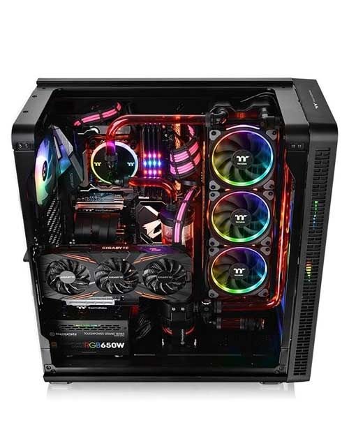 Thermaltake View 37 RGB PC Case, Tempered Glass, Mid Tower, 2 front Fans, Black