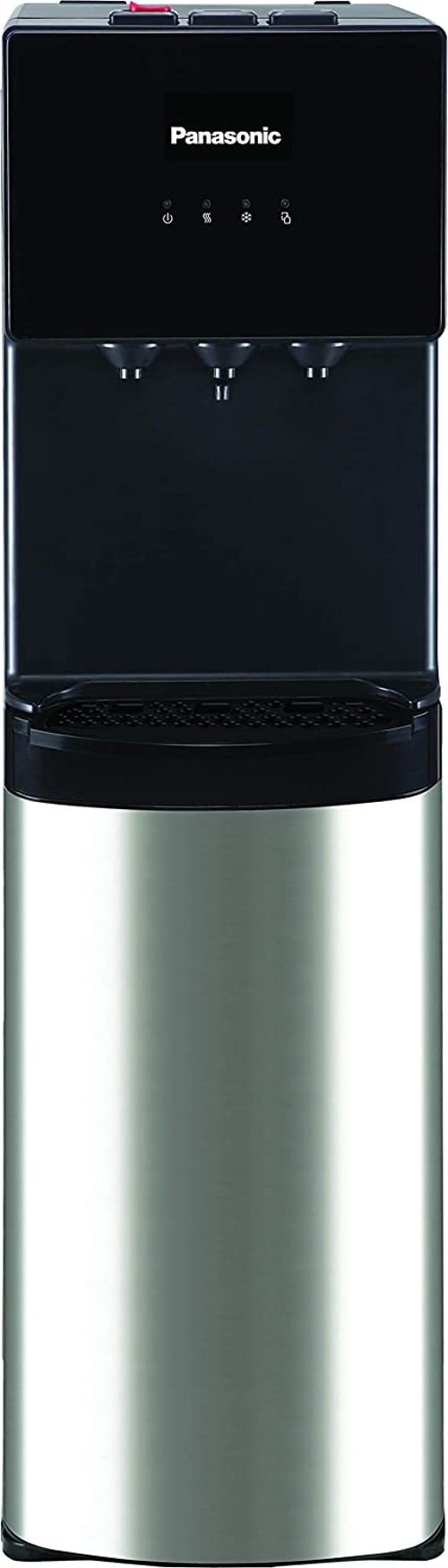 Panasonic Water Dispenser, Bottom Loading, Three Taps, Cold Hot and Normal, Stainless Steel, Black