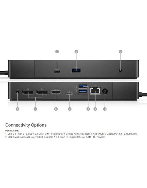 Dell WD19 130W Docking Station, USB-C, HDMI, DP, Black