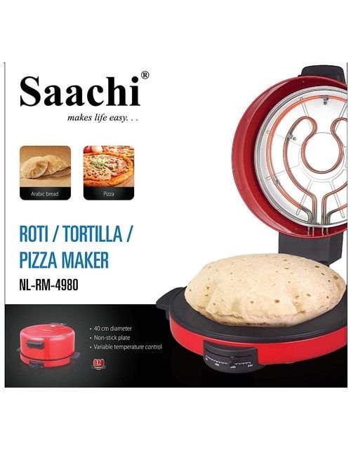 آلة صنع البيتزا والخبز ساتشي، قطر 50 سم، 2200 واط، أحمر