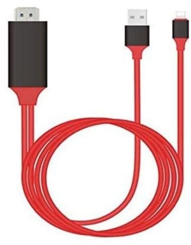 Plug and Play Cable, Connection From iPhone and iPad to HDMI / HDTV TV, 2m, Red and Black