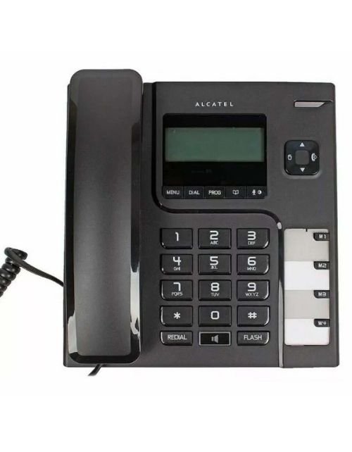 هاتف سلكي مكتبي ألكتل، مع شاشة لاظهار رقم المتصل، أسود